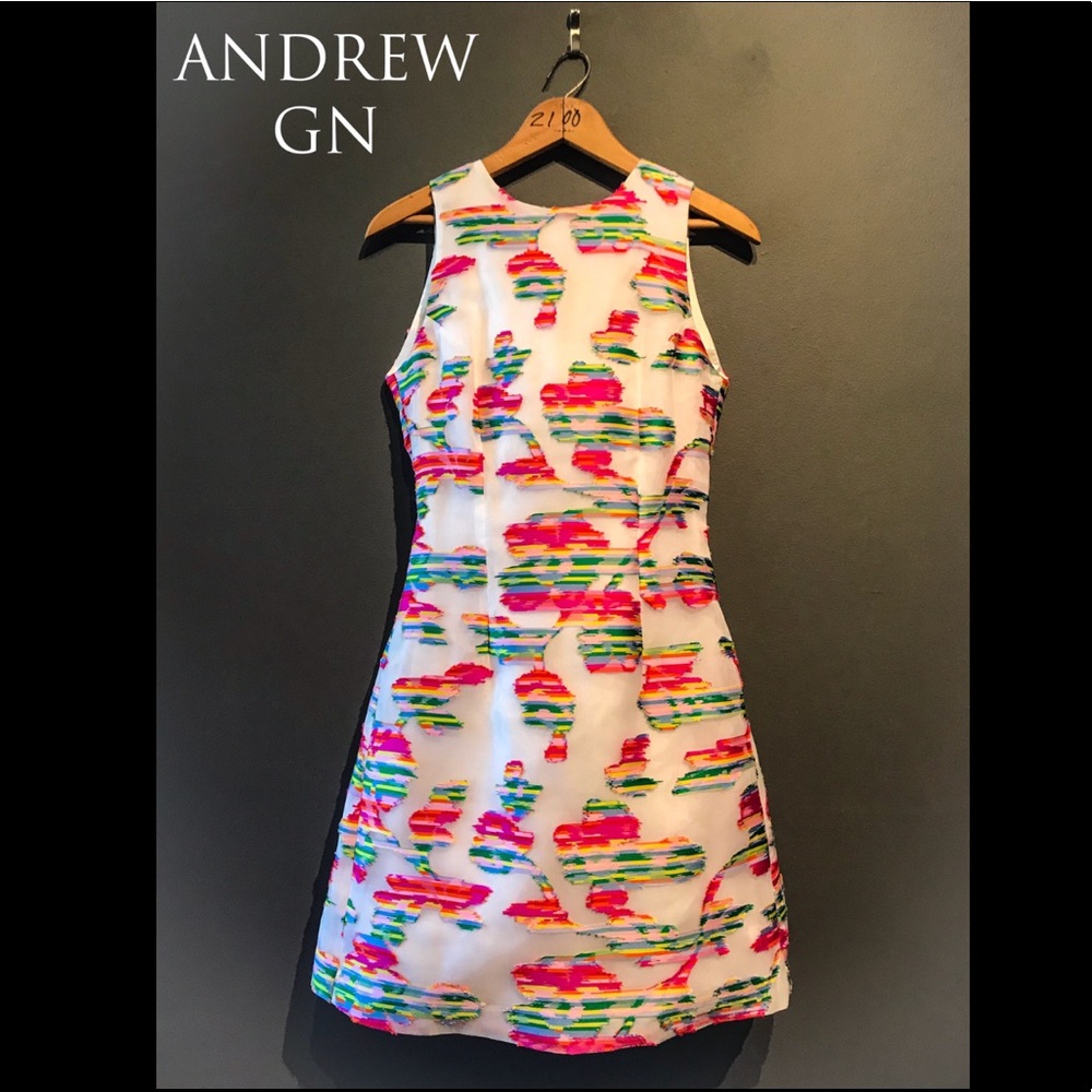 New ANDREW GN Designer Woven A-Line Colorful Dress